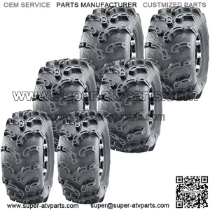 99-00 Polaris 500 Ranger 6x6 Complete Set ATV tires (2) 25x10-12 & (4) 25x11-10