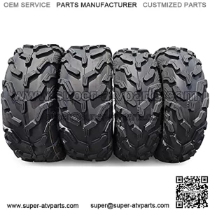 Full Set New Premium 6PR ATV/UTV Tires, 25x8-12 Front & 25x10-12 Rear, All Terrain 15mm Tread Depth 25x8x12 25x10x12 Trail Sand Off-Road Tires - HU02