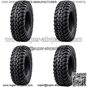 Four (4) Heavy Duty 8 Ply Radial DOT UTV/ATV Tires - 25x8-12 & 25x10-12, Black