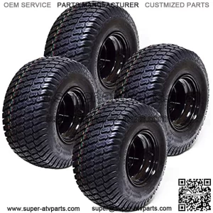 Set of 4 18x8.50x8 ATV Golf Go Cart Lawn Mower Tractor P322 Turf Tire Rim Assembly Black Steel Wheels 18" All Terrain Tires Compatible with EZGO Club Car Yamaha E-Z-GO Golf Cart