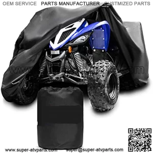Tough Cover Premium ATV Cover, Heavy Duty 600D Marine Grade Fabric, Quad Cover for Kawasaki, Honda, Polaris, Yamaha, and More. Protection Against Water, Wind, UV. 4 Wheeler Accessories (Black)