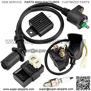Gy6 Ignition Coil AC CDI Box Solenoid Relay Voltage Regulator Spark Plug for Tomberlin Crossfire 150R American Sportworks 150 GTS 150cc Go karts Gy6 150cc Engine Scooter Moped Part