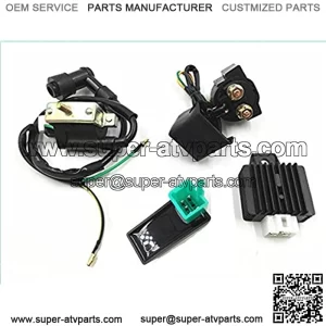 High Performance Racing Ignition Coil AC CDI Box Regulator Rectifier Relay For 50cc 70cc 90cc 110cc Engine Lifan Loncin Taotao Roketa Chinese ATV Quad 4 Wheeler
