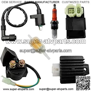 GY6 starter solenoid set with Atv starter solenoid Atv Ignition coil 6 Pin cdi box DC 4 Pin rectifier Spark plug for Moped Atv Scooter Pit bike Go kart tao tao 50cc 70cc 90cc 110cc 125cc Engines