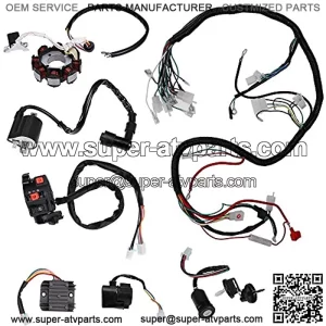 Complete Electric Wiring Harness Kit Wire Loom Electrics Stator Coil CDI For ATV QUAD 4 Four Wheelers 150CC 200CC 250CC Go Kart Dirt Pit Bikes Buggy ATV Scooter