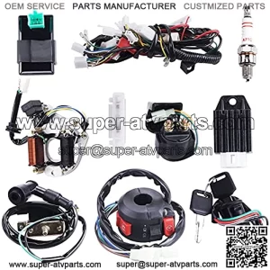 Complete Electrics Wiring Harness Stator Coil CDI Solenoid Relay Spark Plug For 4 wheelers Stroke ATV ??50cc 70cc 110cc 125cc?? Pit Quad Dirt Bike taotao Go Kart By AUTOMOTIVE