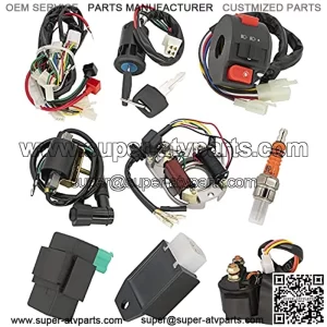 Complete Wiring Harness Kit, ATV Wire Harness for 50cc 70cc 110cc 125cc Scooter Moped Chinese 4 Wheeler Parts with Electrics Stator Coil CDI Solenoid Relay - 110cc Wiring Harness by BOOTOP