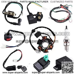Complete Electrics Stator Coil CDI Quad Wiring Harness Solenoid Relay Spark Plug for 4 Wheelers Stroke ATV 50cc 70cc 90cc 110cc 125cc Pit Quad Dirt Buggy Bike Go Kart Parts by AUTOMOTIVE