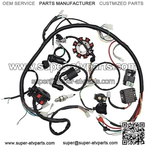 Soosee Complete Wiring Harness kit Wire Loom Electrics Stator Coil CDI for ATV Quad 4 Four Wheelers 150CC 200CC 250CC Go Kart Dirt Pit Bikes