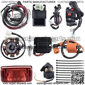 Complete Electrics Wiring Harness Stator Coil CDI Solenoid Relay Spark Plug Tail Light for 4 Wheelers Stroke ATV ??150cc 200cc 250cc 300cc?? Pit Dirt Bike Go Kart Zongshen Lifan by AUTOMOTIVE