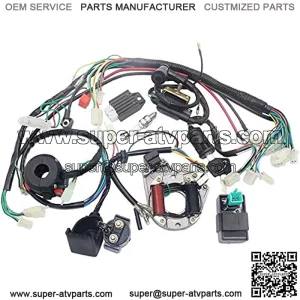 Neeknn Complete Electrics Stator Coil CDI Wiring Harness Solenoid Relay Spark Plug for 4 Stroke ATV 50cc 70cc 110cc 125cc Pit Quad Dirt Bike Go Kart