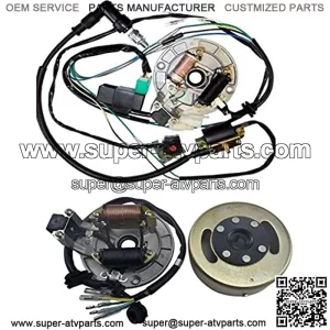 Wire Harness CDI Ignition Coil Spark Plug Kill Switch Magneto Stator Plate Flywheel Assembly Kit for Kick Start Dirt Pit Bike 50-125cc