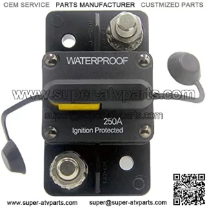 250 Amp Circuit Breaker, Marine Trolling Motors Boat ATV Manual Power Fuse Rest, Waterproof (250A) 12V-48VDC (No Manual Button Disconnect)