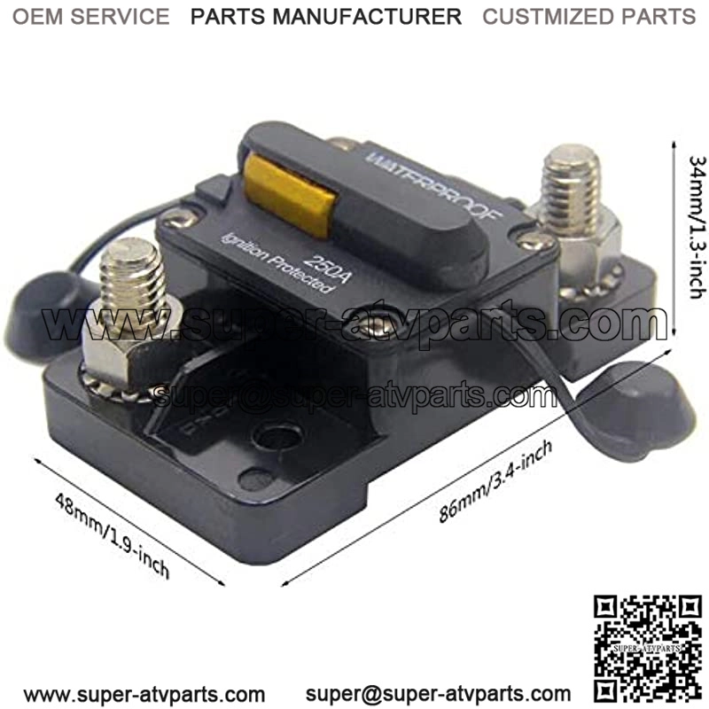 250 Amp Circuit Breaker, Marine Trolling Motors Boat ATV Manual Power Fuse Rest, Waterproof (250A) 12V-48VDC (No Manual Button Disconnect) - Image 3