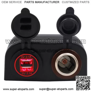 Red 2 hole tent 4.2A with aperture dual USB + metal cigarette lighter