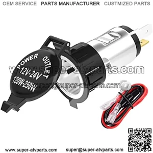 DaierTek Cigarette Lighter Socket DC 12V Power Outlet Socket 12 Volt Car Cigarette Lighter Replacement Auxiliary with Cover Wiring Harness for Automotive Truck RV Boat Motorcycle