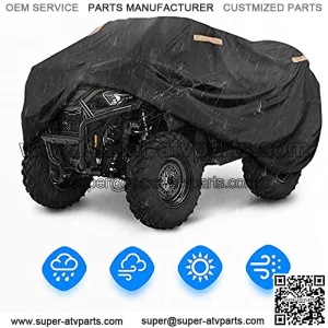 Four Wheeler Cover, ATV Cover w/Reflective Straps Water-Resistant Outdoor Storage, 4 Wheeler Quad Cover w/Elastic Base Wrap Protects 4 Wheeler Away from Snow Rain or Sun, 100 x 43 x 47'' L