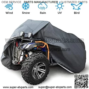 Four Wheeler Cover, ATV Cover Waterproof Outdoor Storage, 4 Wheeler Cover Compatible with Polaris Sportsman 450 500 570 Scramble 850 Fourtrax Foreman Can-Am Outlander, 100'' x 43'' x 47''
