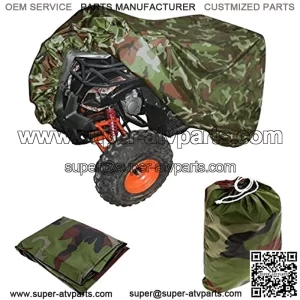 ATV Cover Heavy Duty Polyester Quad Cover Waterproof 4 Wheeler ATC Cover with Outdoor Storage Bag Protects from Rain Snow Dirt Sun Compatible with Polaris Sportsman Yamaha Honda Kawasaki