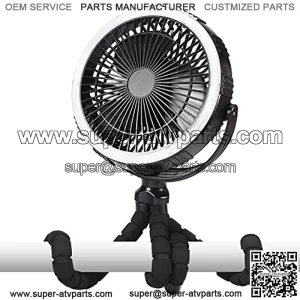 Golf Cart Fan, 8 inch 10000mAh Rechargeable Portable Fan, Battery Operated Clip On Fan with LED Light for Golf Car Boat Truck Utility Vehicles Farm ATV Forklift Construction Vehicles