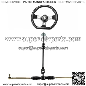 Steering Wheel Kit Gear Rack Pinion Shaft Tie Rod Assembly ATV Go Kart Quad US