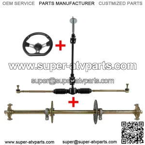 32" ATV Go Kart Rear Live Axle Kit + Steering Wheel Gear Rack Tie Rod Quad Trike