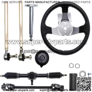 Go Kart Steering Wheel Shaft Assembly Tie Rod Gear Rack and Pinion For 44" Axle