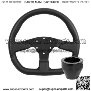D Shape Steering Wheel Flat Black Can-Am Polaris + Black Hub