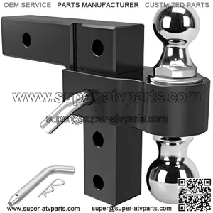 6" Drop Adjustable Trailer Hitch Ball Mount Aluminum Alloy 2" Forged Shank & Steel Dual Combo Balls, Black