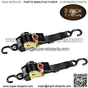 2 Auto?Retract NO-RATCHETING Ratchet Straps?|?2" x 10'?Retractable SELF-CONTAINED Compact Cargo?Strap?Tiedowns for Motorcycles, Bikes, ATVs |Tight & Secure Tie-Down in Pickups, Trailers, Garages