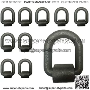 Mega Cargo Control 1" Long Type Weld-On D Rings (10-Pack) | Heavy-Duty Forged Steel Tie Down Anchor w/Bracket for Flatbed Trucks & Trailers WLL: 15,000
