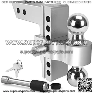 Adjustable Trailer Hitch Ball Mount, 2.5-Inch Receiver, 6-Inch Drop, 6-Inch Rise, 2-Inch and 2-5/16-Inch Dual Towing Balls with Double Pin Key Locks