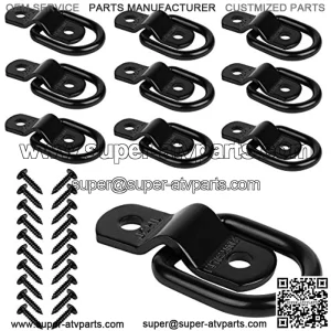 D Rings Tie Down Anchors Hooks for Trailer Truck Bed Bracket Enclosed Points Pickup Camper Surface Mount D-Ring Heavy Duty 1/4" 2400 Pound Capacity (10-Pack)