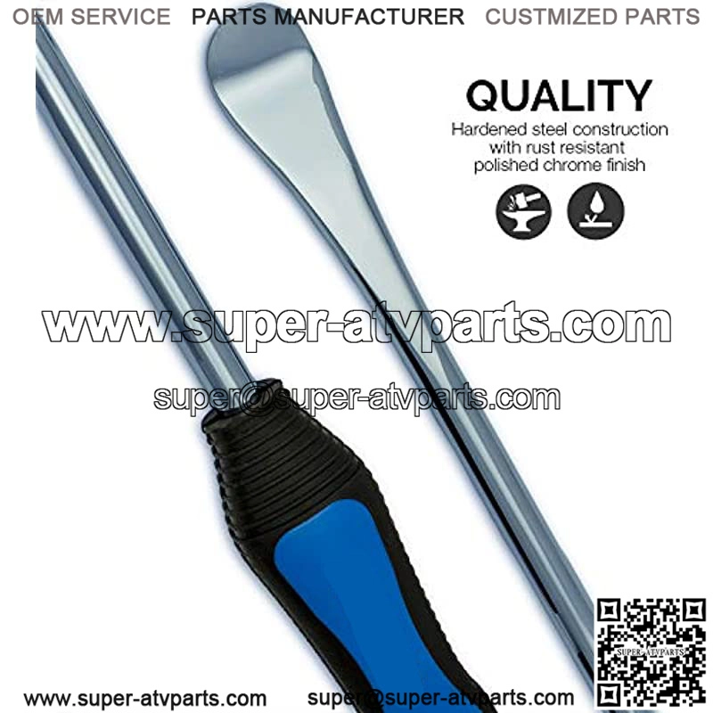 20601A 14.5 inch Steel Tire Spoon Lever Iron Tool Kit | Professional Tire Changing Tool for Motorcycle, Dirt Bike, Lawn Mower | 3 pcs Tire Spoons | 3 Rim Protector | Valve Tool | 6 Valve Cores - Image 2