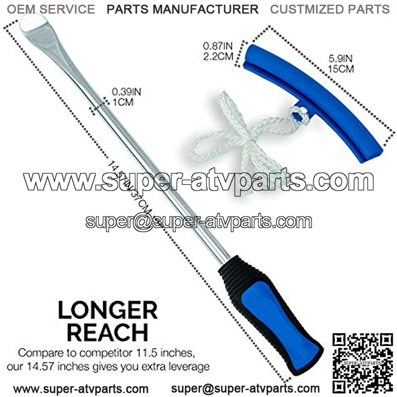 20601A 14.5 inch Steel Tire Spoon Lever Iron Tool Kit | Professional Tire Changing Tool for Motorcycle, Dirt Bike, Lawn Mower | 3 pcs Tire Spoons | 3 Rim Protector | Valve Tool | 6 Valve Cores - Image 4