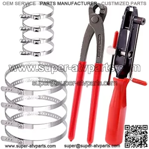 10 Pcs Auto Joint Boot Clamps Pliers Car Banding Tools Kit, Comes with 4 Pcs Small and 4 Pcs Large Universal Adjustable Stainless Steel Drive Shaft Boot Clamp