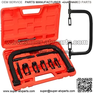 Tool Solid Valve Spring Compressor C Clamp Tool Set Service Kit with 10 Pcs Fit Motorcycle, ATV, Car, Small Engine Vehicle Equipment