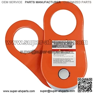 Snatch Block for Winches, Strength Recovery Off-Road Heavy Duty Pulley for Synthetic Rope or Steel Cable, Universal Tackle Block for Truck, Tractor, ATV & UTV (Orange, 10T)