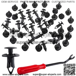 7661855 Plastic Fender Clips Body Rivets (100PCS) with Remover Compatible with Polaris Ranger RZR Sportsman Kawasaki Teryx Suzuki ATV UTV, Bumper Fastener Rivet Clips Push Pins 8mm