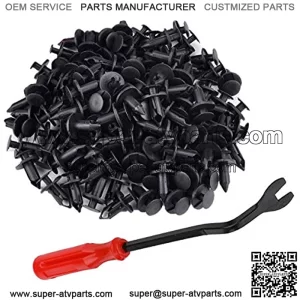 120 PCS Nylon Fender Clips Expansion Push Fastener Rivets for Polaris Ranger RZR Kawasaki Teryx Honda Pioneer Suzuki ATVS Body Retainer Clips with Remover Tool by Tutor Auto