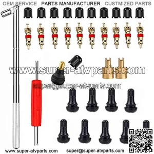 Tire Valve Stem Tool Remover & Installation Set- 10pcs Tire Snap in Short Rubber TR412 Valve Stem with Valve Stem Cores,EASILY REPLACE Your Old Tubeless Valve Stems,Single Head Tire Valve Core Remover