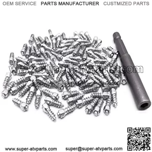 12mm Carbide Screw Tire Studs Snow Spikes Anti-Slip/Anti-ice for Car/Snowmobile/Tractor/ATV/UTV/Motorcycle/Short Lug/Bicycles/Shoes with Installation Tool - Pack of 100
