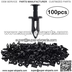 100PCS ATV Nylon Bumper Fender Clips Push Retainer Fasteners Panel Shield Rivet Push-Type Clips for Honda Suzuki Kawasaki Polaris