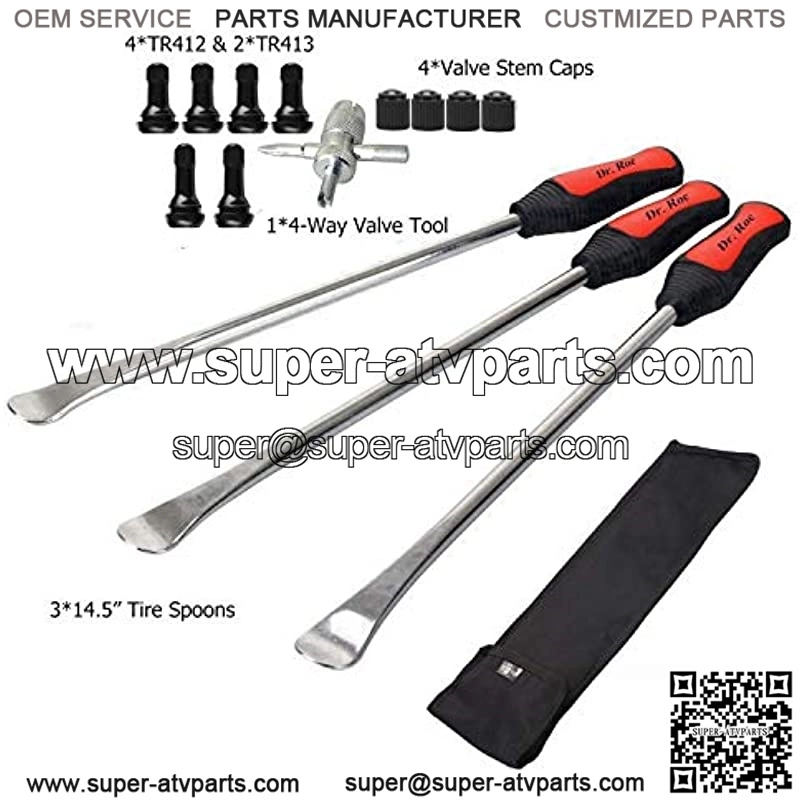 14.5 inch Perfect Leverage Tire Spoon Lever Iron Tool Kit Motorcycle Dirt Bike Lawn Mower Professional Tire Changing Tool with Durable Bag 3 PCS Tire Spoons with Tire Valve Stem TR412 TR413 - Image 2