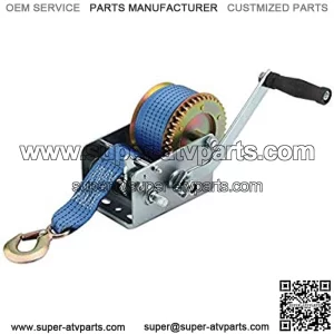 3200LBS Polyester Strap 2 Gear Hand Winch Hand Crank Gear Winch ATV Boat Trailer