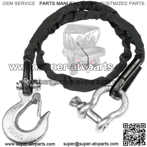Original 4ft ATV Recovery Strap with Winch Hook and D Ring Shackle, Tow Rope for Four Wheeler, Quad, 12,300lb Synthetic Rope with Loops, Premium Mudding Accessories