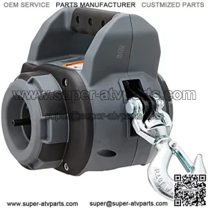 101575 Handheld Portable Drill Winch with 40 Foot Synthetic Rope: 750 lb Pulling Capacity, Gray