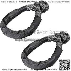 Soft Shackle Synthetic Rope, Set of Two 1/2 Inch X 22 Inch (41,000lbs Breaking Strength) Soft Shackle Synthetic with Protective Sleeve for Boating ATV Truck Recovery(Black, 2 Pack)
