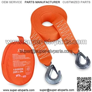 Tow Strap Heavy Duty with Hooks 2??x20?? 15,000LB Recovery Strap 6,8 Tons Towing Strap with Safety Hooks Polyester