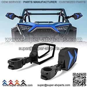 DING.PAI UTV Side Mirrors Rear View Mirrors Compatible with 1.75- 2" Roll Bar 800 900 1000 XP Turbo 4 in 1 Black Orange Blue Red Inserts Break-Away